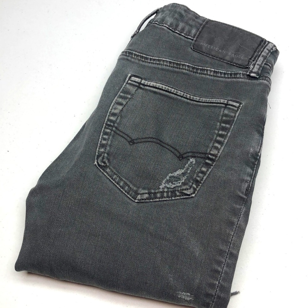 DISTRESS MENS AMERICAN EAGLE GRAY SKINNY JEANS 29x32 ⭐️